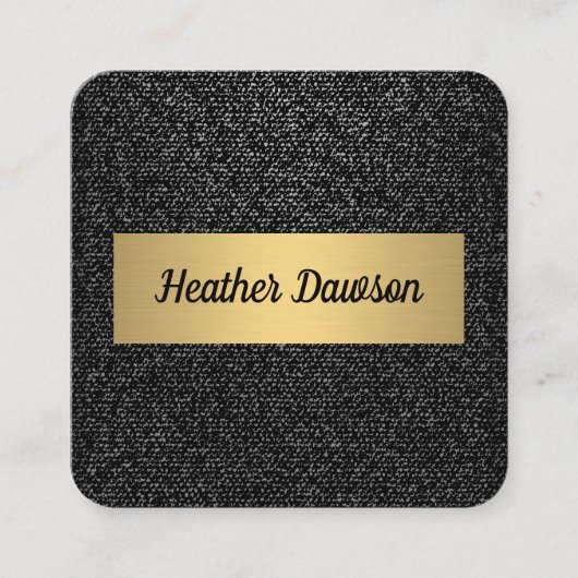 デニムおよび金属金ゴールド スクエア名刺 (正面)