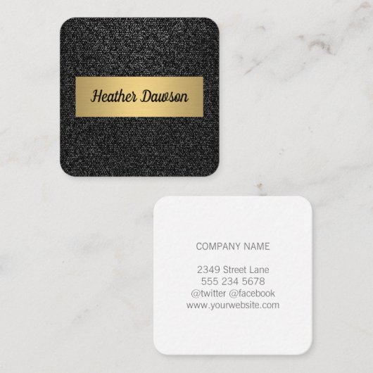 デニムおよび金属金ゴールド スクエア名刺 (正面/裏面)