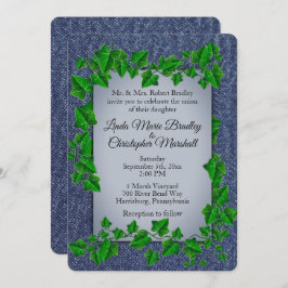 デニムつる植物結婚式招待状 招待状