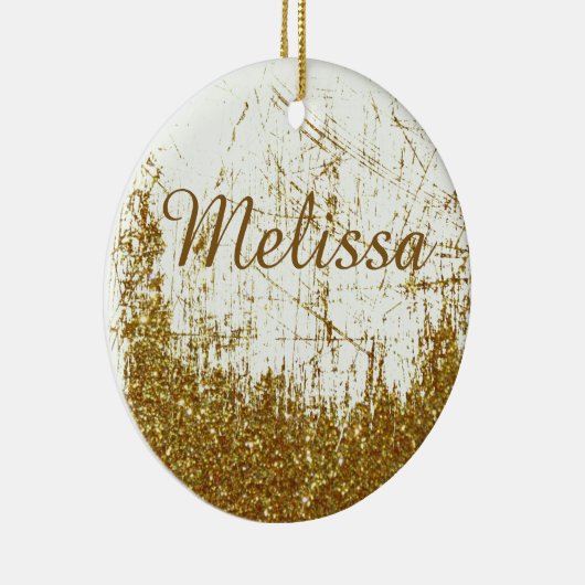 デニムとグリッター パーソナライズされた セラミックオーナメント (右)