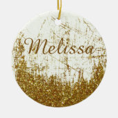 デニムとグリッター パーソナライズされた セラミックオーナメント (正面)