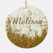 デニムとグリッター パーソナライズされた セラミックオーナメント (裏面)