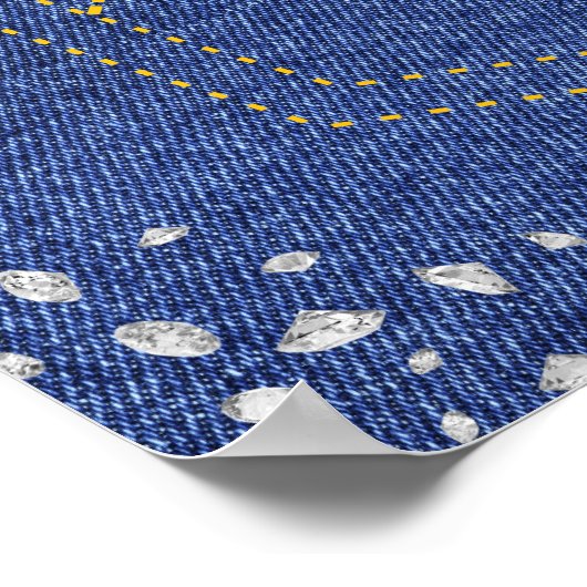 デニムとダイアモンズブルージーンズきらきら光るバースデーパーティー ポスター (角)