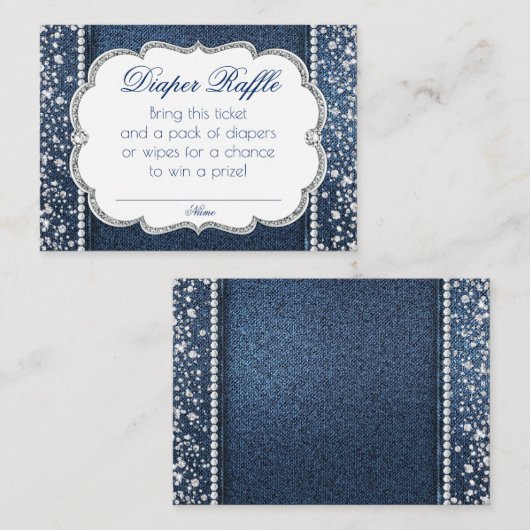 デニムとダイヤモンドおむつラッフルチケット エンクロージャーカード (正面/裏面)
