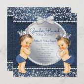 デニムとダイヤモンドが赤ちゃんシャワーを明かす 招待状 (正面/裏面)