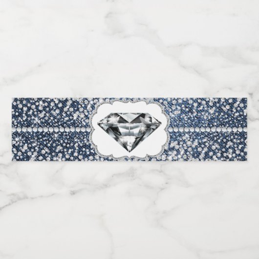 デニムとダイヤモンドのウォーターボトルラベル ペットボトルラベル (シングルラベル)