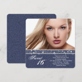 デニムとダイヤモンドのスイート16パーティー 招待状 (正面/裏面)