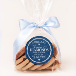 デニムとダイヤモンドのステッカー ラウンドシール