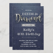 デニムとダイヤモンドのテーマパーティー招待状 招待状 (正面/裏面)
