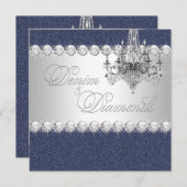 デニムとダイヤモンドのパーティの招待状 招待状 (正面/裏面)