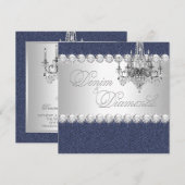 デニムとダイヤモンドのパーティー招待状 招待状 (正面/裏面)