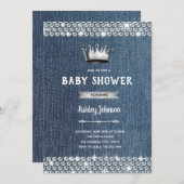デニムとダイヤモンドのベビーシャワーテーマの招待 招待状 (正面/裏面)