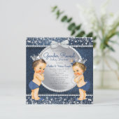 デニムとダイヤモンドの性別発表ベビーシャワー 招待状 (スタンド正面)