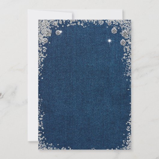 デニムとダイヤモンドの招待シックな誕生日パーティー 招待状 (裏面)