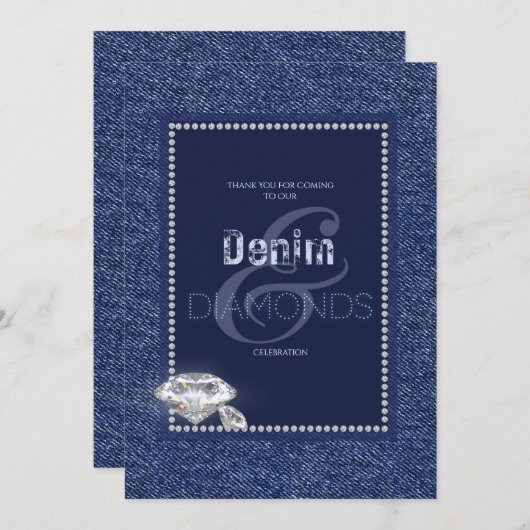 デニムとダイヤモンドの招待状 招待状 (正面/裏面)