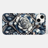 デニムとダイヤモンドの華やかさ ローズジュエル Case-Mate iPhoneケース (裏面 (横))
