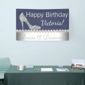 デニムとダイヤモンドの誕生日パーティバナー 横断幕 (トレードショー)