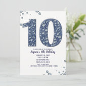 デニムとダイヤモンドの輝き 10歳の誕生日おめでとう 招待状 (スタンド正面)