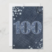 デニムとダイヤモンドの輝き 100周年 誕生日 招待状 (裏面)
