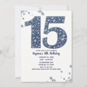 デニムとダイヤモンドの輝き 15歳の誕生日おめでとう 招待状 (正面)