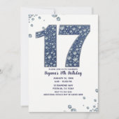 デニムとダイヤモンドの輝き 17歳の誕生日おめでとう 招待状 (正面)