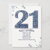 デニムとダイヤモンドの輝き 21歳の誕生日おめでとう 招待状 (正面)