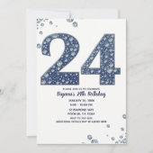 デニムとダイヤモンドの輝き 24歳の誕生日 招待状 (正面)