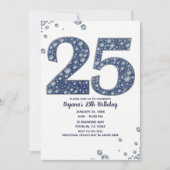 デニムとダイヤモンドの輝き 25歳の誕生日 招待状 (正面)