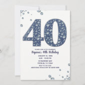 デニムとダイヤモンドの輝き 40歳の誕生日お祝いギフト 招待状 (正面)