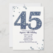デニムとダイヤモンドの輝き 45歳の誕生日 招待状 (正面)