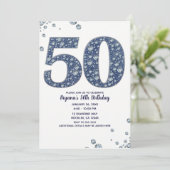 デニムとダイヤモンドの輝き 50歳の誕生日おめでとう 招待状 (スタンド正面)