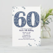 デニムとダイヤモンドの輝き 60歳の誕生日お祝い 招待状 (スタンド正面)