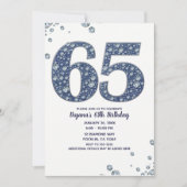 デニムとダイヤモンドの輝き 65歳の誕生日 招待状 (正面)
