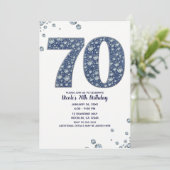 デニムとダイヤモンドの輝き 70歳の誕生日お祝い 招待状 (スタンド正面)