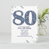 デニムとダイヤモンドの輝き 80歳の誕生日お祝い 招待状 (スタンド正面)