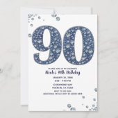 デニムとダイヤモンドの輝き 90歳の誕生日 招待状 (正面)