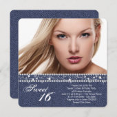 デニムとダイヤモンドのSweet sixteenパーティー 招待状 (正面/裏面)