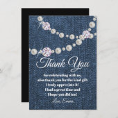デニムとダイヤモンドパール、感謝のカード 招待状 (正面/裏面)