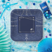 デニムとダイヤモンド紙プレート ペーパープレート (パーティー)