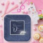 デニムとダイヤモンド紙プレート ペーパープレート (パーティー)