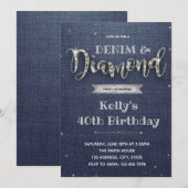 デニムとダイヤモンド テーマパーティーの招待状 招待状 (正面/裏面)