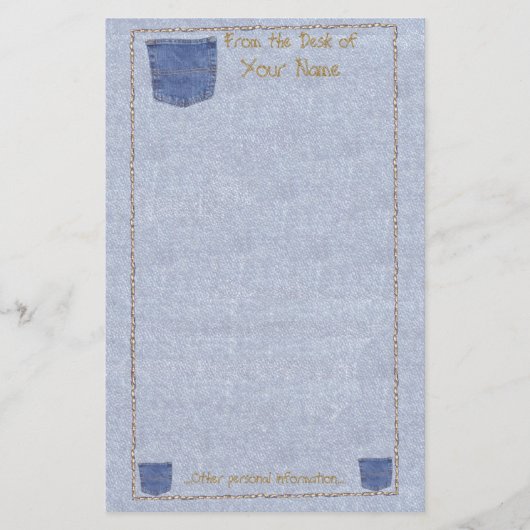 デニムとポケット固定式 便箋 (正面)