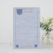 デニムとポケット固定式 便箋 (スタンド正面)