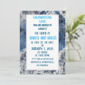 デニムと古いレースの結婚式招待状 招待状 (スタンド正面)