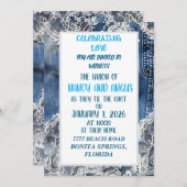 デニムと古いレースの結婚式招待状 招待状 (正面/裏面)