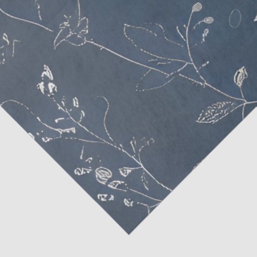 デニムと白の小さな花の切り離し 薄葉紙 (詳細)