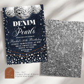 デニムと真珠アダルトバースデーパーティー 招待状
