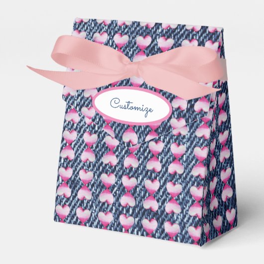 デニムと絞り染めハート用化粧箱 フェイバーボックス (正面サイド)