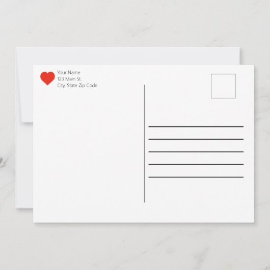 デニムと赤いハートバレンタインカード 案内状 (裏面)