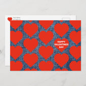 デニムと赤いハートバレンタインカード 案内状 (正面/裏面)